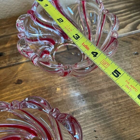 1980’s Vintage Peppermint Crystal Swirl Decorative Bowls Candle Holders Etc - Picture 12 of 15